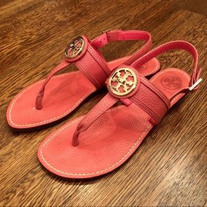 Tory Burch New Coral Thong Leather Sandal size 8
